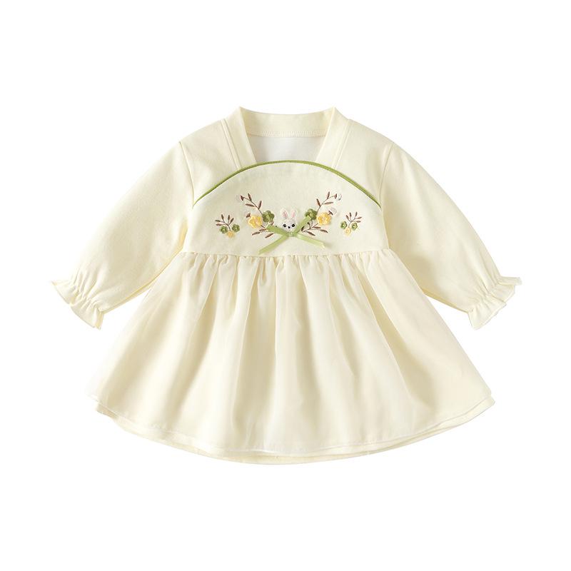 

Girls Cotton Long-Sleeve Princess Dress - Fashionable, Cute National Style for Spring & Autumn 66 CM