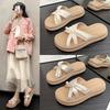 Fashion Pearl 2025 Summer Outer Wear Thick-soled Korean Version Muffin New Sandals Cool Slippers Women's Cross with Beach Slippers