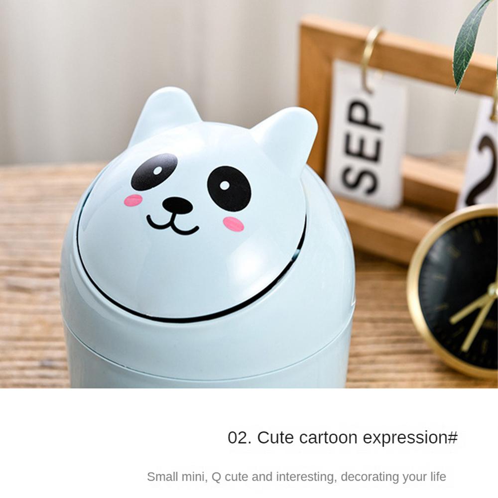 Ins Style Creative Cute Home Desktop with Lid Trash Can Small Mini Kawaii Bedroom Desk Storage Box Pen Holder Give A Sticker