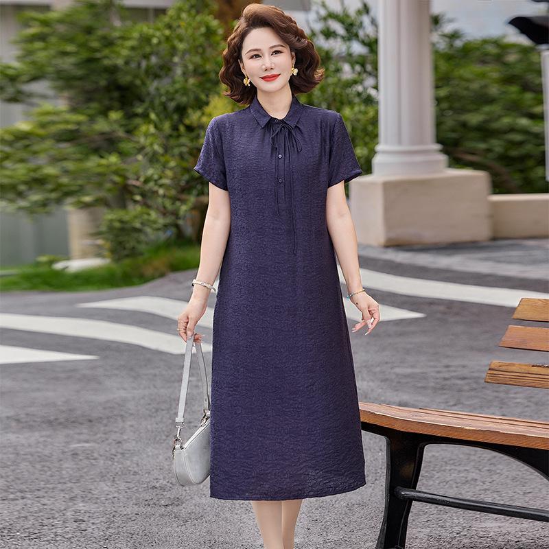 2026 Summer New Arrival: Chinese Style Plus Size Short Sleeve Dress for Middle-Aged and Elderly Women