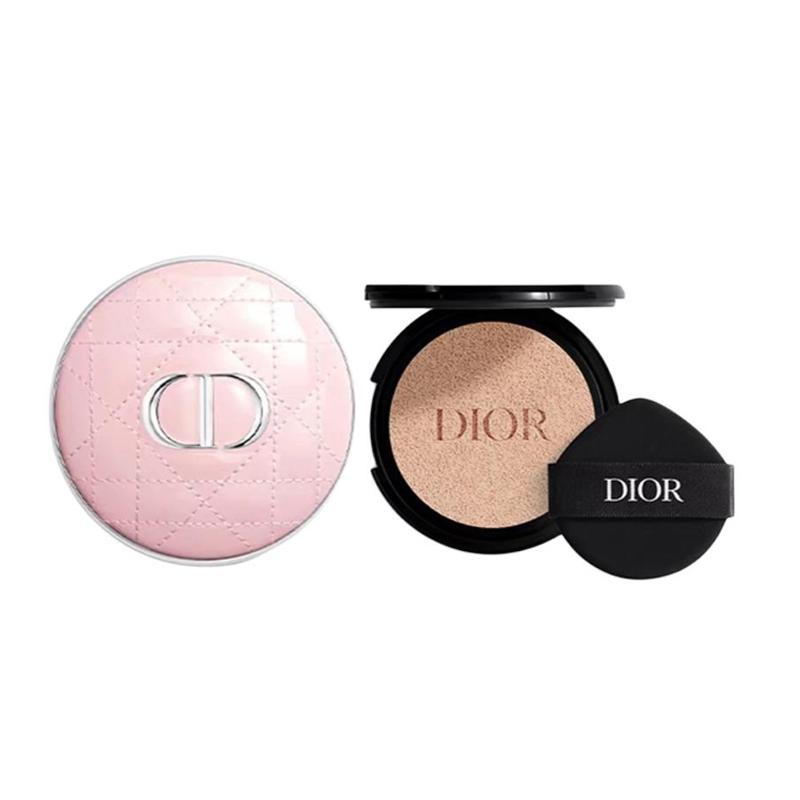DIOR Cushion Two-piece set: pink lacquered cannage pattern shell + soft and shiny makeup-locking air cushion core #1N серебряный