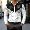 Herren Westliches Cowboy-Hemd mit Stierkopf-Print, Langarm, Slim Fit, Umlegekragen, Amerikanischer Country-Stil, Vielseitiges Oberteil