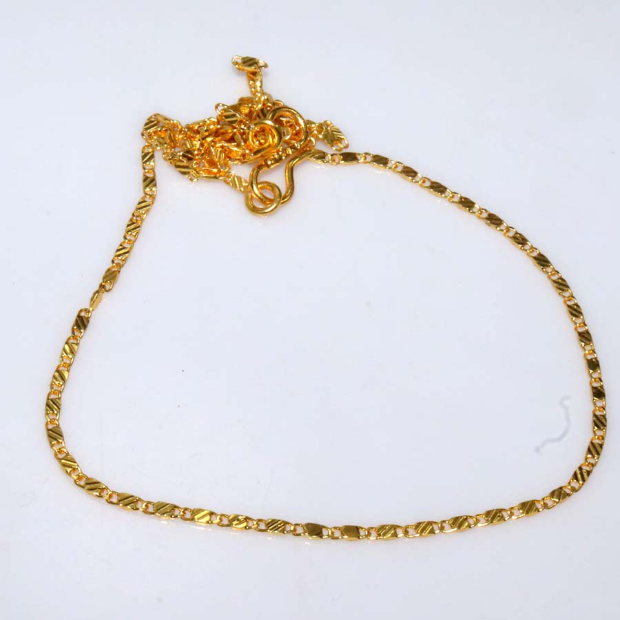 Golden Finished Ethnic Gold Classic Box Chain Necklace Size 18" s9n10