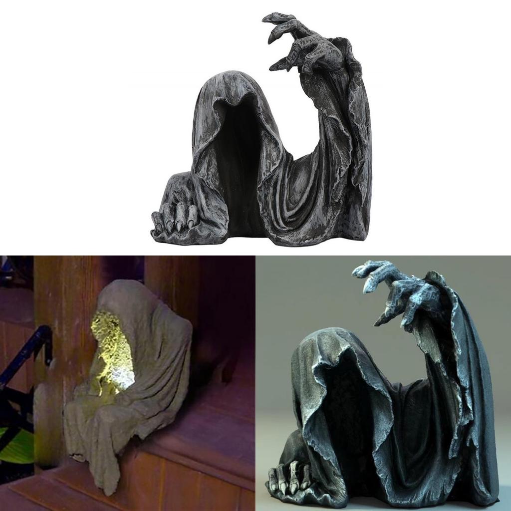Halloween Resin Witch Solar Garden Light With Decorative Sculpture For Holiday Outdoor Decor