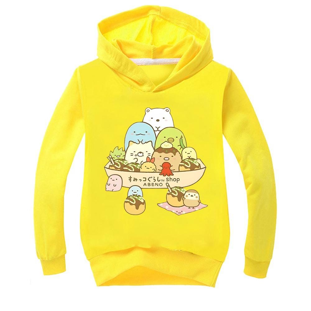 Anime Sumikko Print Hoodies Kids Kawaii Streetwears Children Comic Manga Sumikkogurashi Tops Cotton Boys Girls Clothing