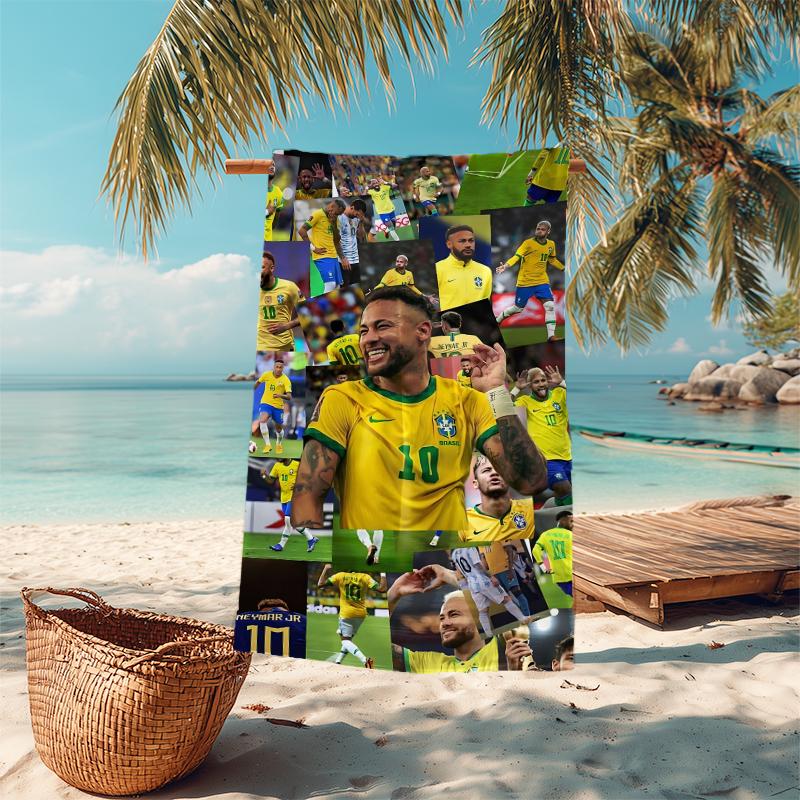 1pc Brazilian Football Celebration Microfiber Quick Dry Beach Towel Absorbent Soft Oversized Sand Free Towel for Travel Pool Gym Swimming Yoga 20a103