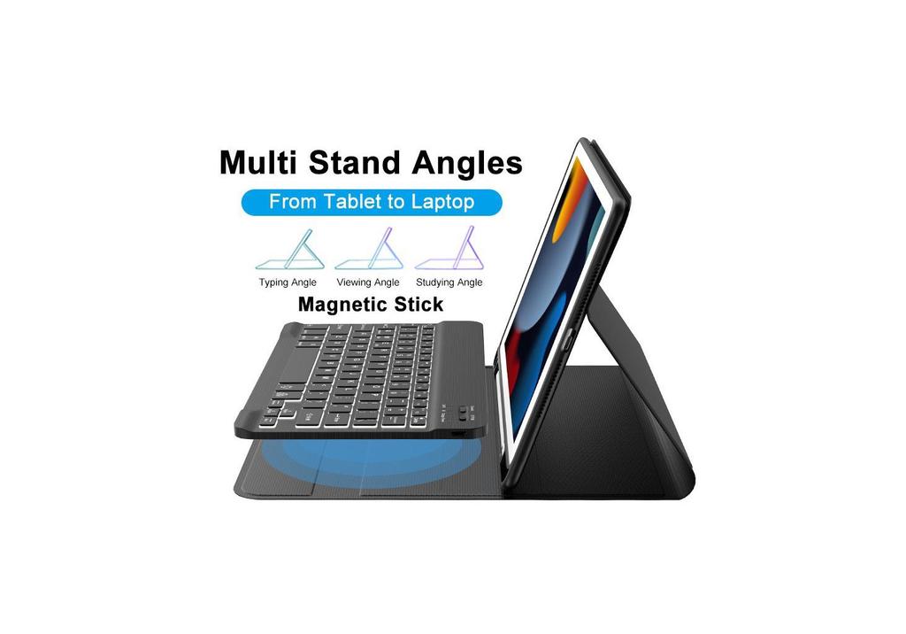 Compatible Protective Case with Seven-Color Backlit Detachable Bluetooth Keyboard for iPad Pro 11"/10.2", with Pen Slot.