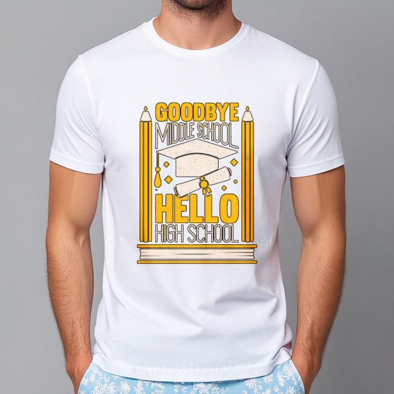 New Arrived For Man Oneck T Shirt Oversized Teeshirt Goodbye Middle School Hello High School Retro Unisex Teeshirt Summer Tshirt