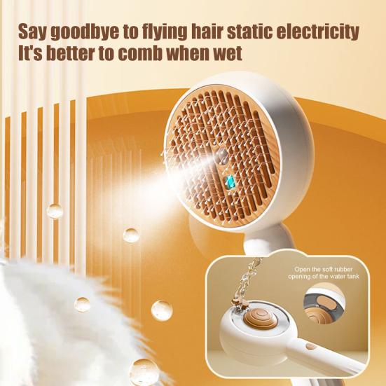Cat Steam Brush for Shedding Spray Pet Grooming Brush with Release Button Steamy Pet Hair Removal Comb for Long Short Haired Cats Dogs