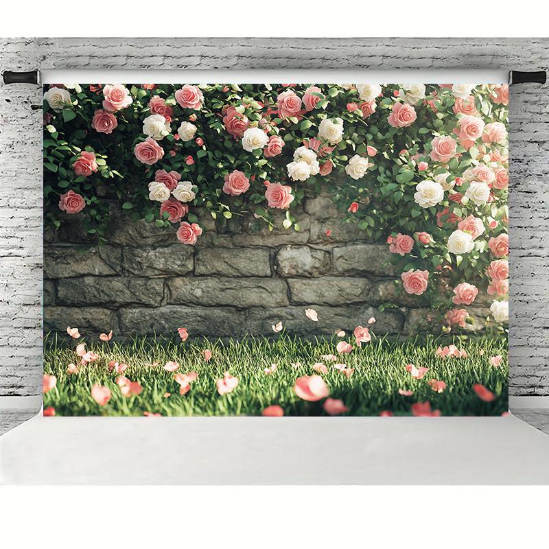 One piece: pink flower wall party decoration background garden natural scenery photography background wedding background
