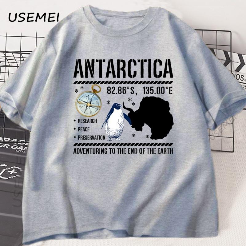 Antarctica T Shirt South Pole Tshirt Funny Cute Penguin Tshirt Casual Cotton Short Sleeve Round Neck Graphic T Shirts Clothes