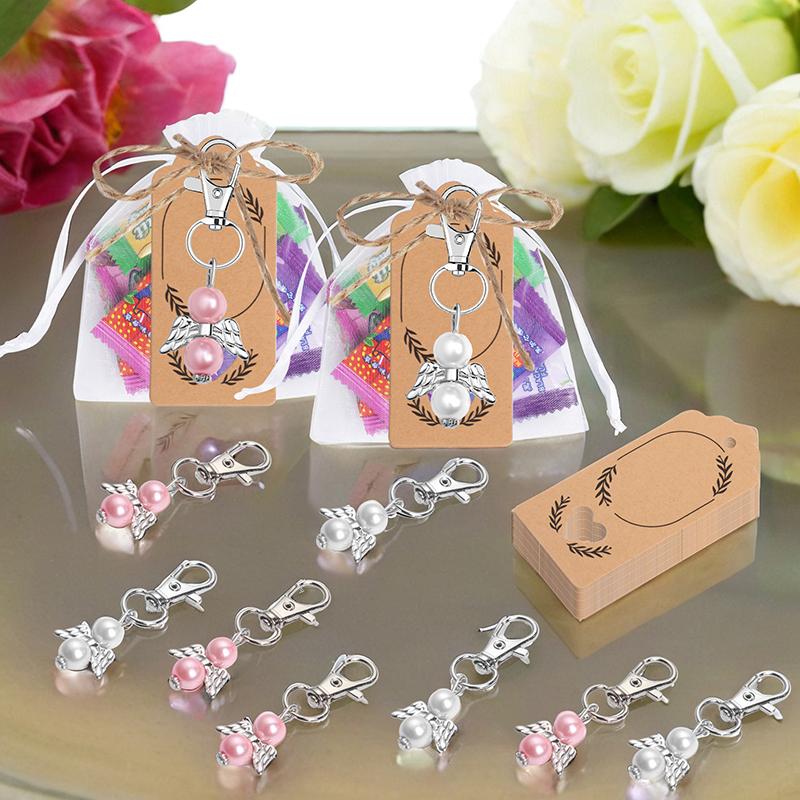 Guardian Angel Pendants, Pack Of 24 Wedding Favours, Guest Gifts, Guardian Angel With Organza Bag, Kraft Paper Tags For Wedding