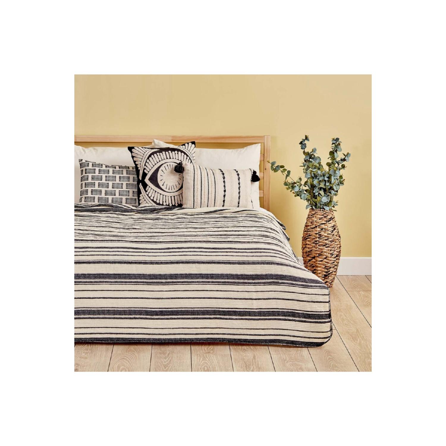 

Хлопковое двойное одеяло в полоску, черное (180х220см)