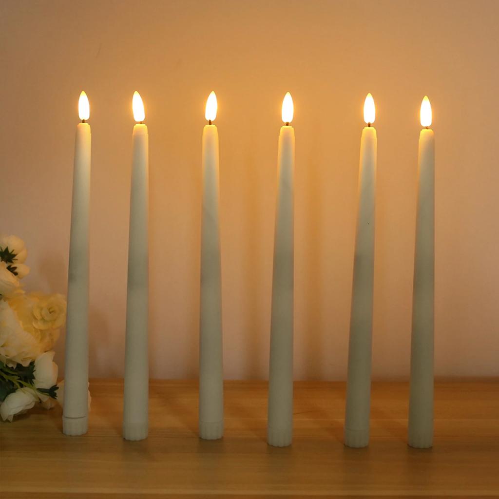 6/12pcs LED Flameless Taper Candles Flickering Electric Long Candle Light Dinner Candle Candlesticks Decor Party Wedding Home