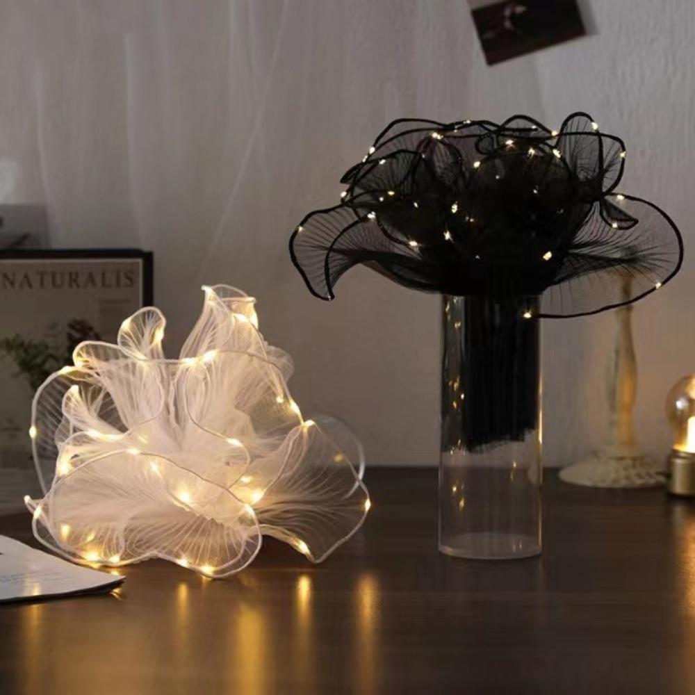 Decoration Cloth LED Flower Wrapping Paper With Lights Lace Mesh LED Packaging Tulle Florist Bouquet Packaging Birthday Gifts