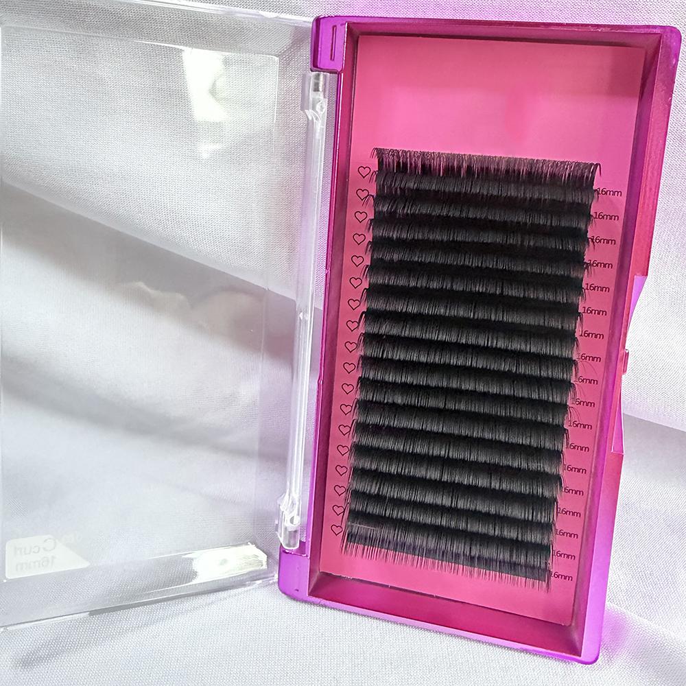 Private Label Korean PBT Handmade Eyelash Supplies 0.03 0.05 Fluffy Dark Matte Black Volume Eyelash Extension Trays