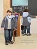 2025 New Boys' Color Block Waterproof Hooded Cotton Jacket with Fleece