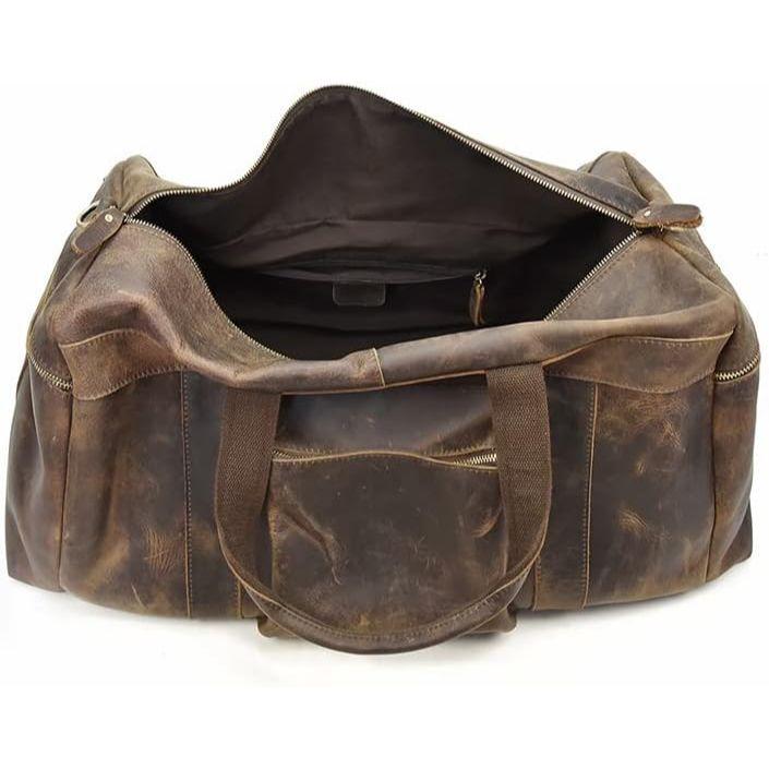 New Classic Vintage Leather Travel Duffel Bag | Genuine Buffalo Leather | Spacious and Stylish | Handmade with Heavy Duty Craftsmanship