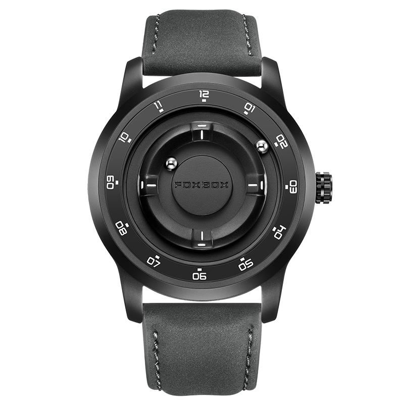 FOXBOX Magnetic Driven Watch Fashion Waterproof Quartz Wristwatch Rolling Steel Ball Pointer Sports Watches