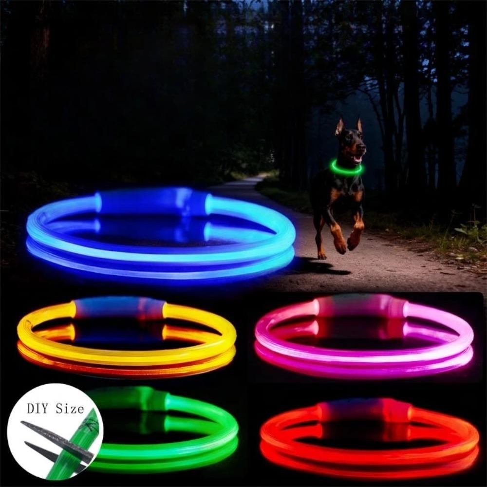 New LED Dog Collar USB Rechargeable,3 Mode Adjustable Glowing Dog Collar for Night Walking,Safe Reflective Pet Collar