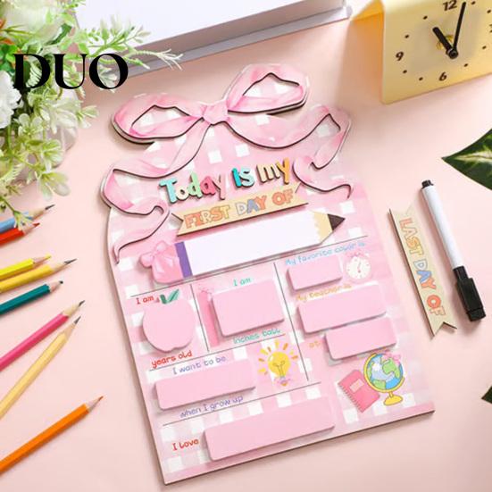 Wooden Message Center First Day of School Sign, Reusable Chalkboard Sign for Kids, Back Small Hanging Board to Decorations Supplies Kindergarten
