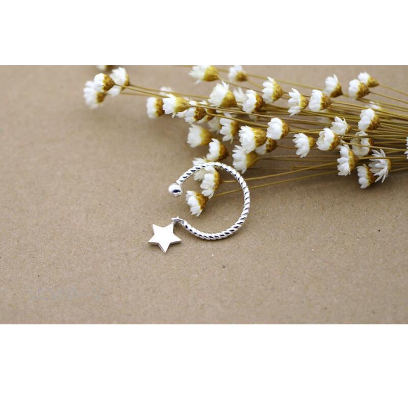 BF CLUB Silver Color Rings For Women Star Pendant Opening Wedding Rings Anillos Mujer Anel S-R237