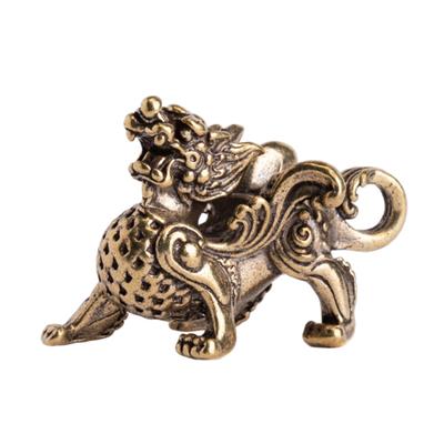 Chinese Style Brass Kylin-Beast Statue Figurine Wealth Prosperity Luck Fengshui Luck Auspicious Beast