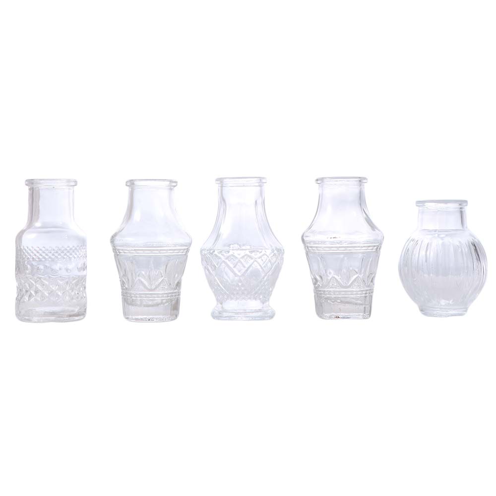 10PCS/SET Retro Relief Mini Glass Vase European Style Flower Vase Transparent Vase  Home Decoration