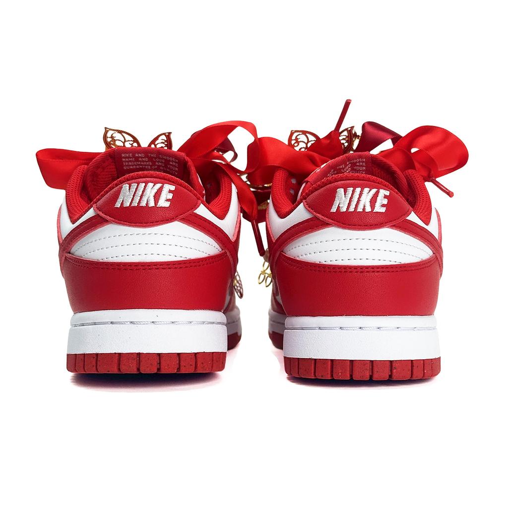 Nike Dunk Wedding Shoes, Chinese Style Abrasion Resistant Low top Skateboard Shoes Unisex Red White DD1873-116(Team35-S-BOX)