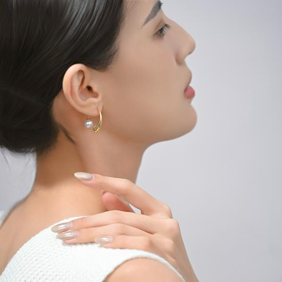 Elegant French Brass Gold-Plated Faux Pearl Detachable Ear Hook Earrings