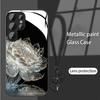 Crystal White Lotus Suitable for Samsung S24ULTRA Mobile Phone Case S23 Girl's S22 Metal Paint A52 Glass Case