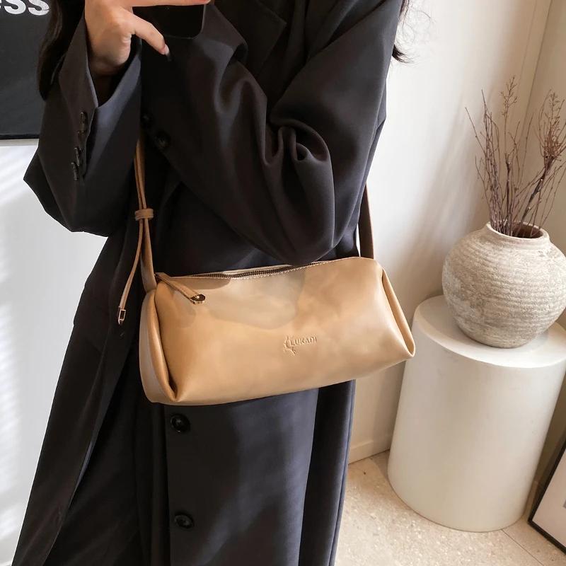 Women's Shoulder Bag with Interior Compartment High Quality PU Bags Zippered Interior Pocket Soft Fashion