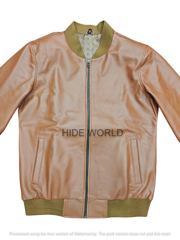 New Stylish Jacket Elegant Men's Genuine Lambskin Leather New Brown Handmade