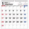 Nagaoka Shoten 2027 Simple Wall Calendar B3 Square Size Daily Schedule Planner with Moon Phases and Rokuyo Made In Japan
