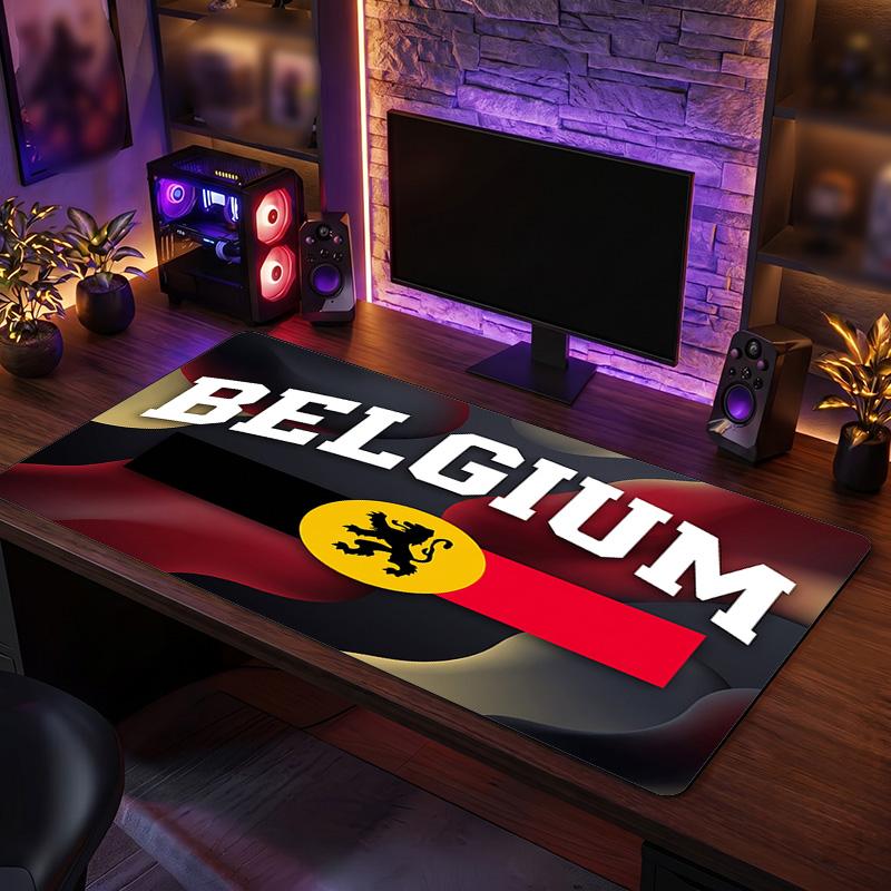 Belgium Football Crest Mouse Pad, Extended Non Slip Rubber Desk Mat for Gaming Office Laptop Fan Gift