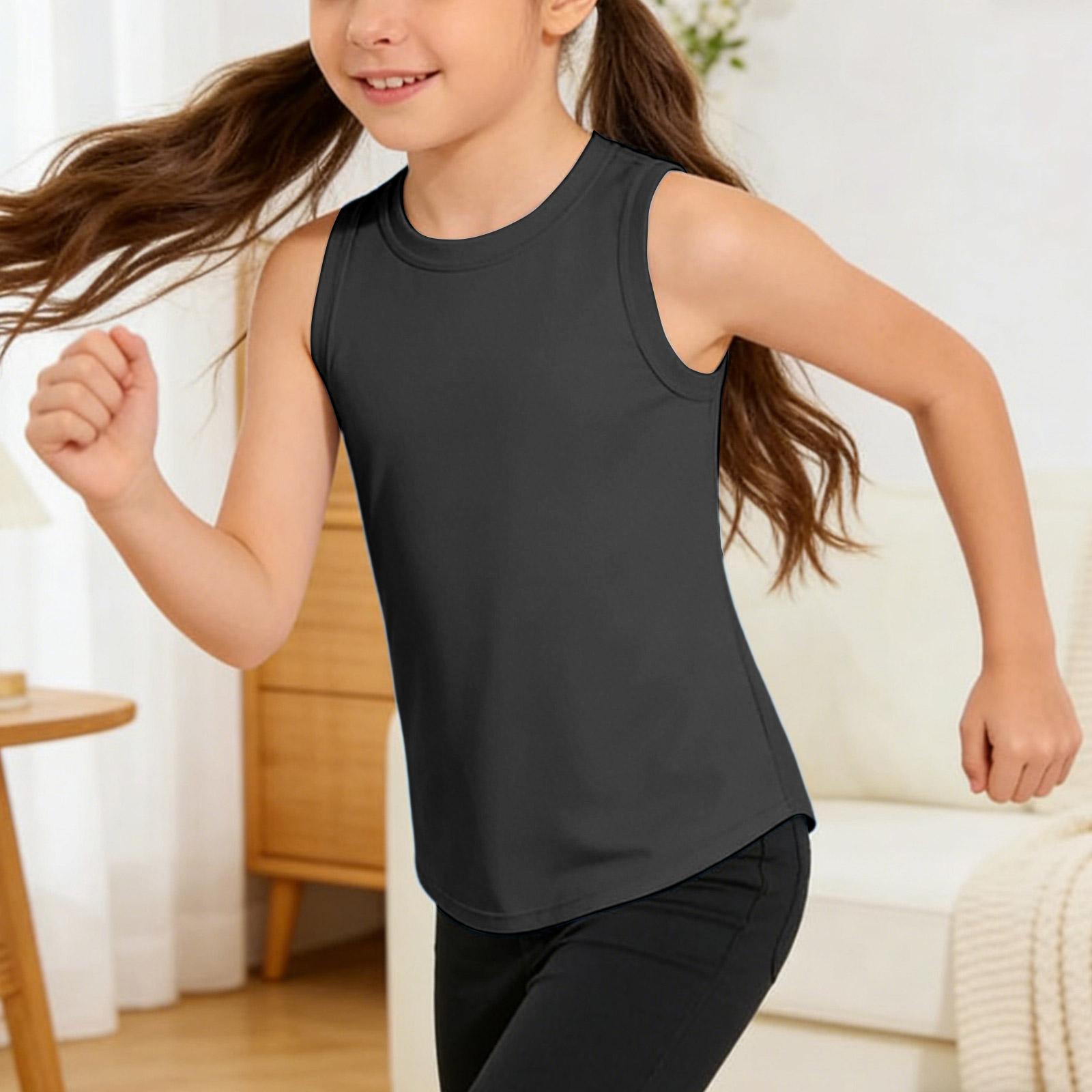 Girls  School Sleeveless Tee - Loose Round Neck Vest 140