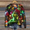 Ladies' Christmas Greentown Print Casual Long Sleeved Round Neck Sports Hoodie Top
