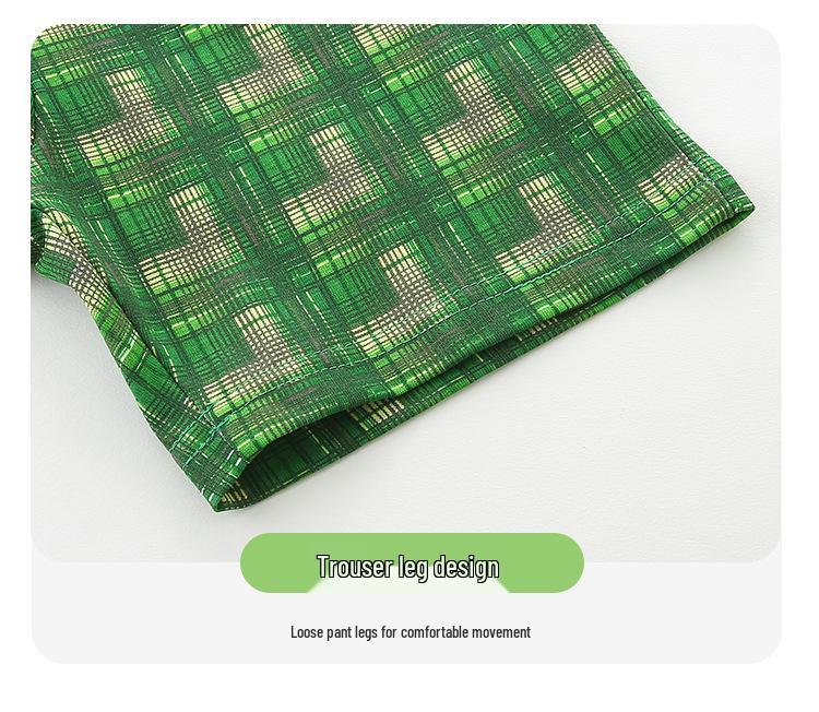 Plaid Boys' Shorts & Excavator Print Shirt Set - Summer Two-Piece Outfit