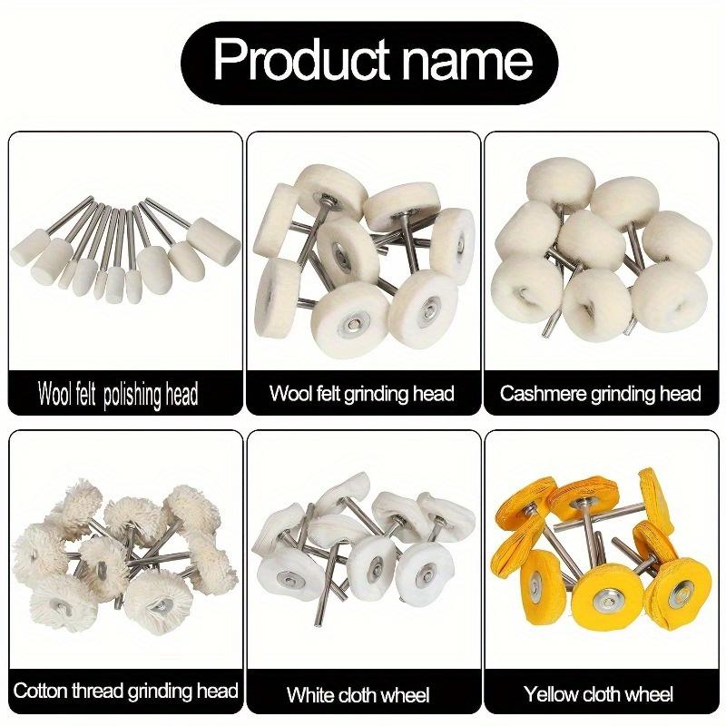 50pcs 1Inch Polishing Buffing Wheel Set, Wool Felt Mounted 3mm Shank For Rotary Tool Accessories, Mini Brush Polishing Kit For Watch And Jewelry