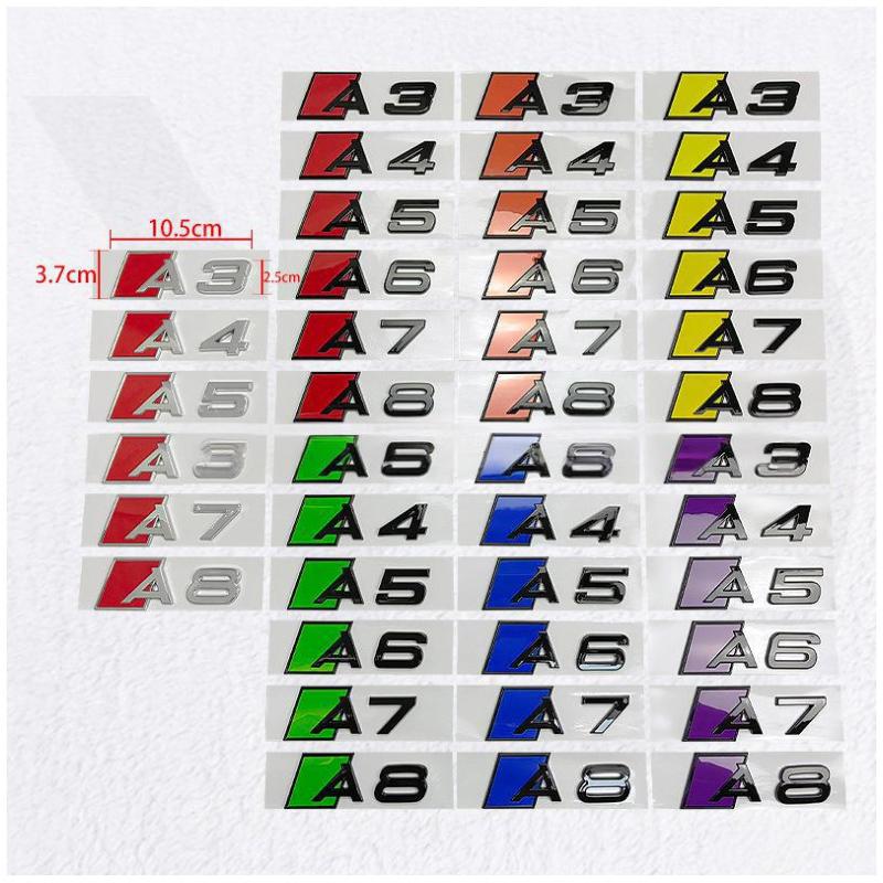 ABS Car Stickers Rear Trunk Badge for A3 A4 A5 A6 A7 A8 A3+ A4+ A5+ A6+ A7+ A8+ Emblem Body Decal Refitting Decoration