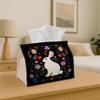 1pc Tissue Box Holder Featuring an Adorable White Rabbit Encircled by Flowers - A Versatile Napkin Dispenser Suitable for Home Gatherings, Car Decorat