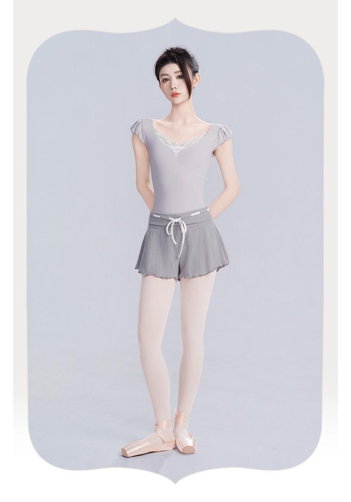 Hoch taillierte Damen Ballett & Gymnastik Manschetten Farbe Block Tanz Shorts