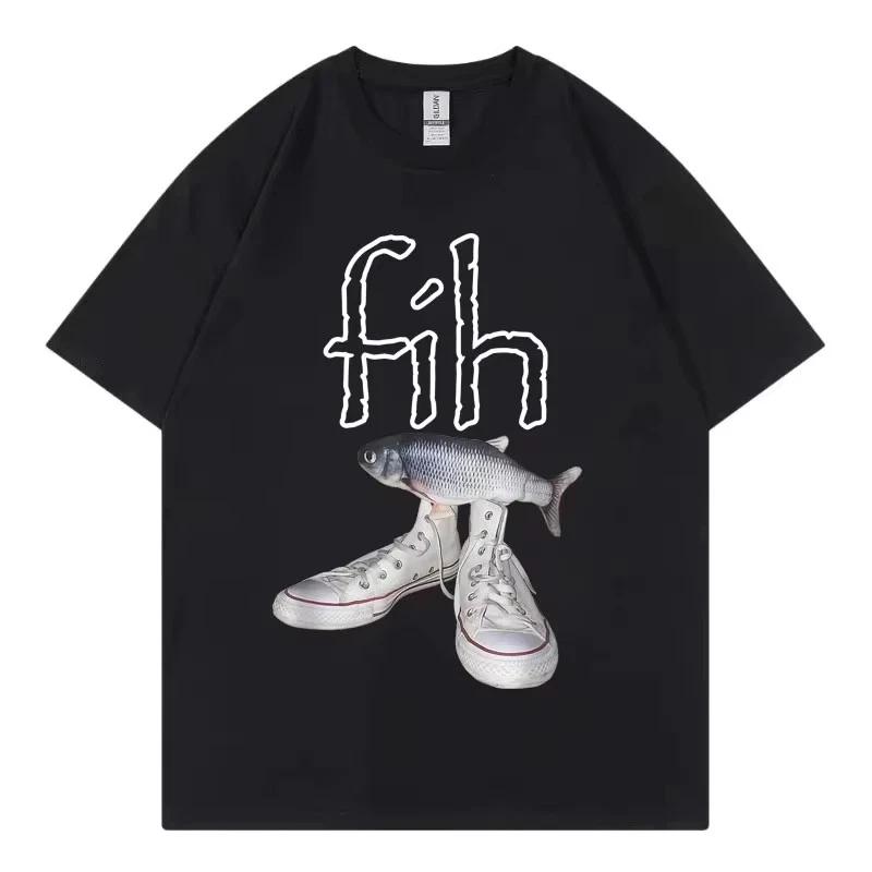 Fih Fish Graphic T Shirt Funny Meme Streetwear Unisex Tee 3XL