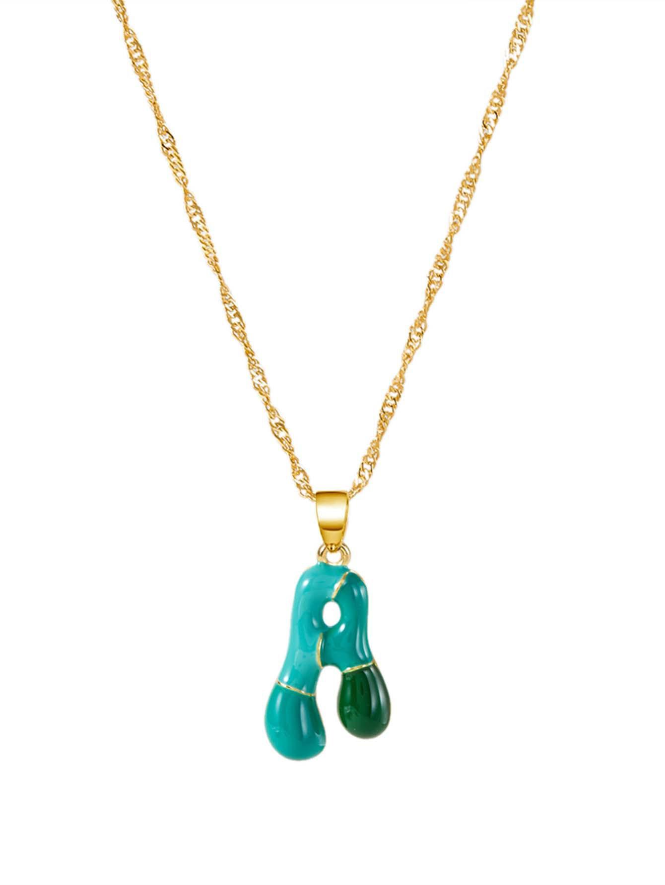 

Cute Fashion Dopamine Colorful Epoxy Bubble Capital Letters Pendant Necklace for Women Name Collar Chain Jewelry Accessory Gifts