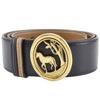 Horse Buckle Belt Reversible Vintage Black / Brown Box carf/Plated Gold Mens Used
