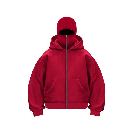 Unisex Kukla Mikina Teplá Volná Mikina s Kapucí Zapínání na Zip Ležérní Bunda s Obličejovou Maskou pro Podzim Zimu Venkovní Sporty Streetové Oblečení