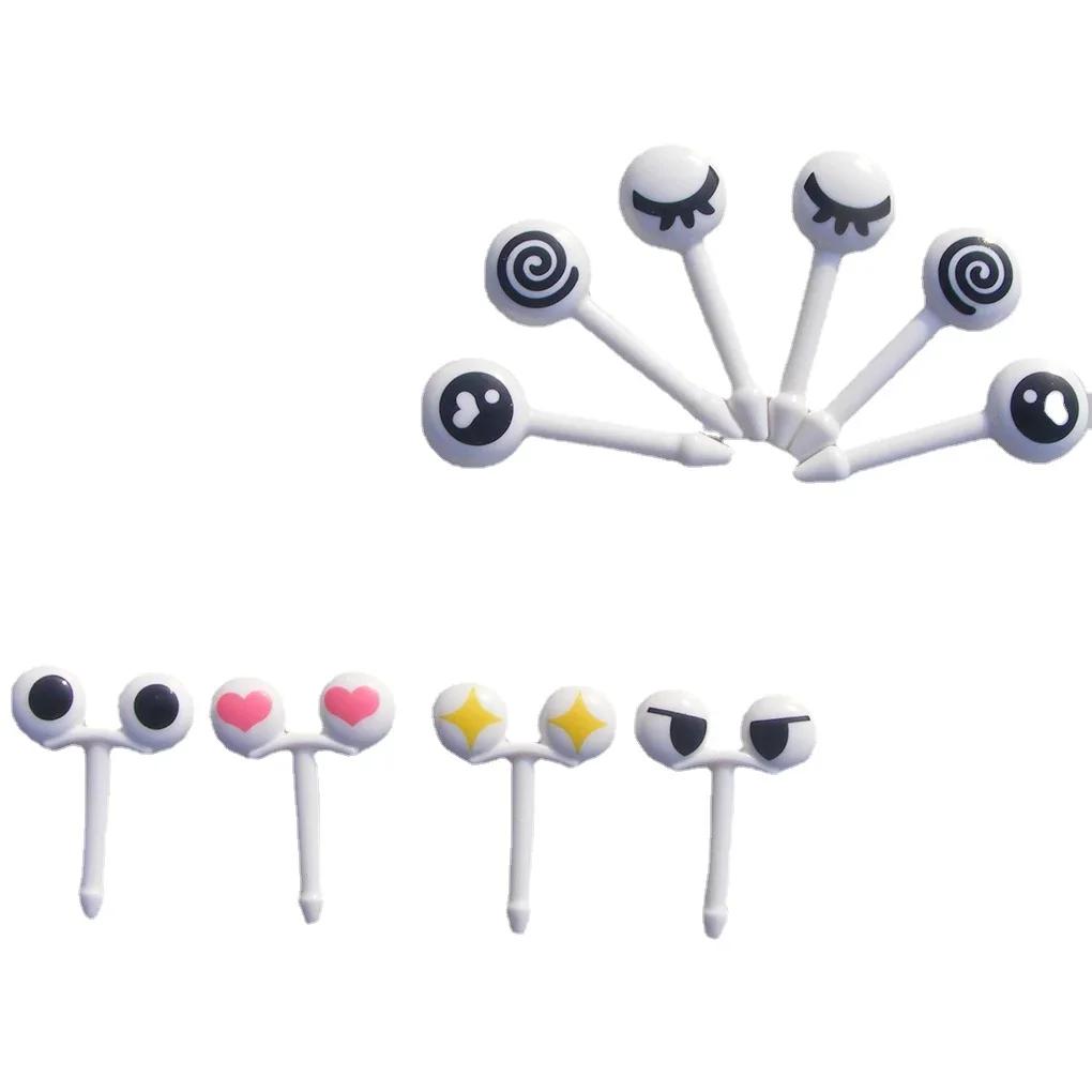 Plastic Fruit Toothpick Lovely Eye Cartoon Forks Bento Decorative Tableware Food Picks Fish Fork Dessert