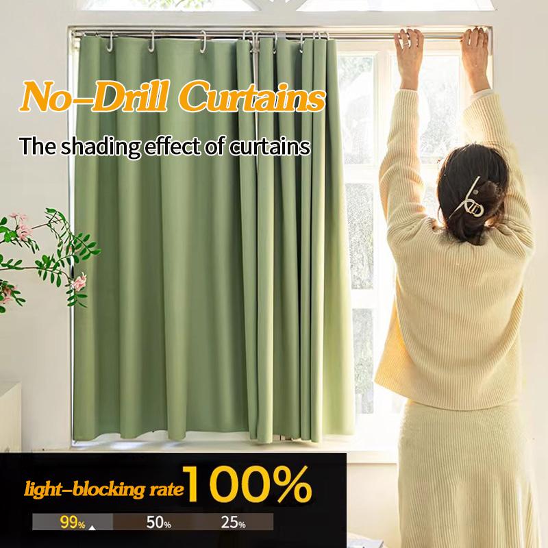 Blackout Curtain Window Drapes Sunshade No Punching Insulation Sunshade Curtain Thickened Curtains for Living Room Bedroom