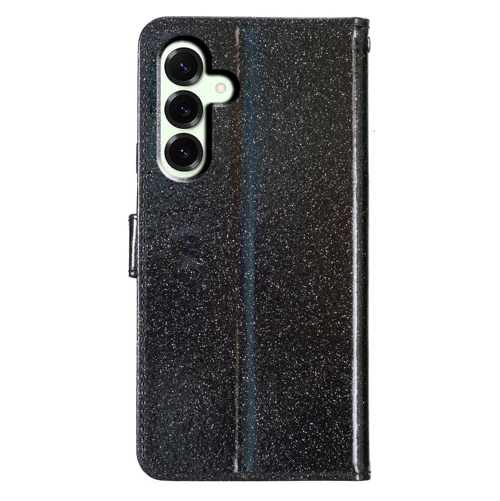 Dla Samsunga Galaxy S25 FE Etui Portfelowe Brokatowe Odporne na Zarysowania Skórzane Etui z Podstawką i Paskiem