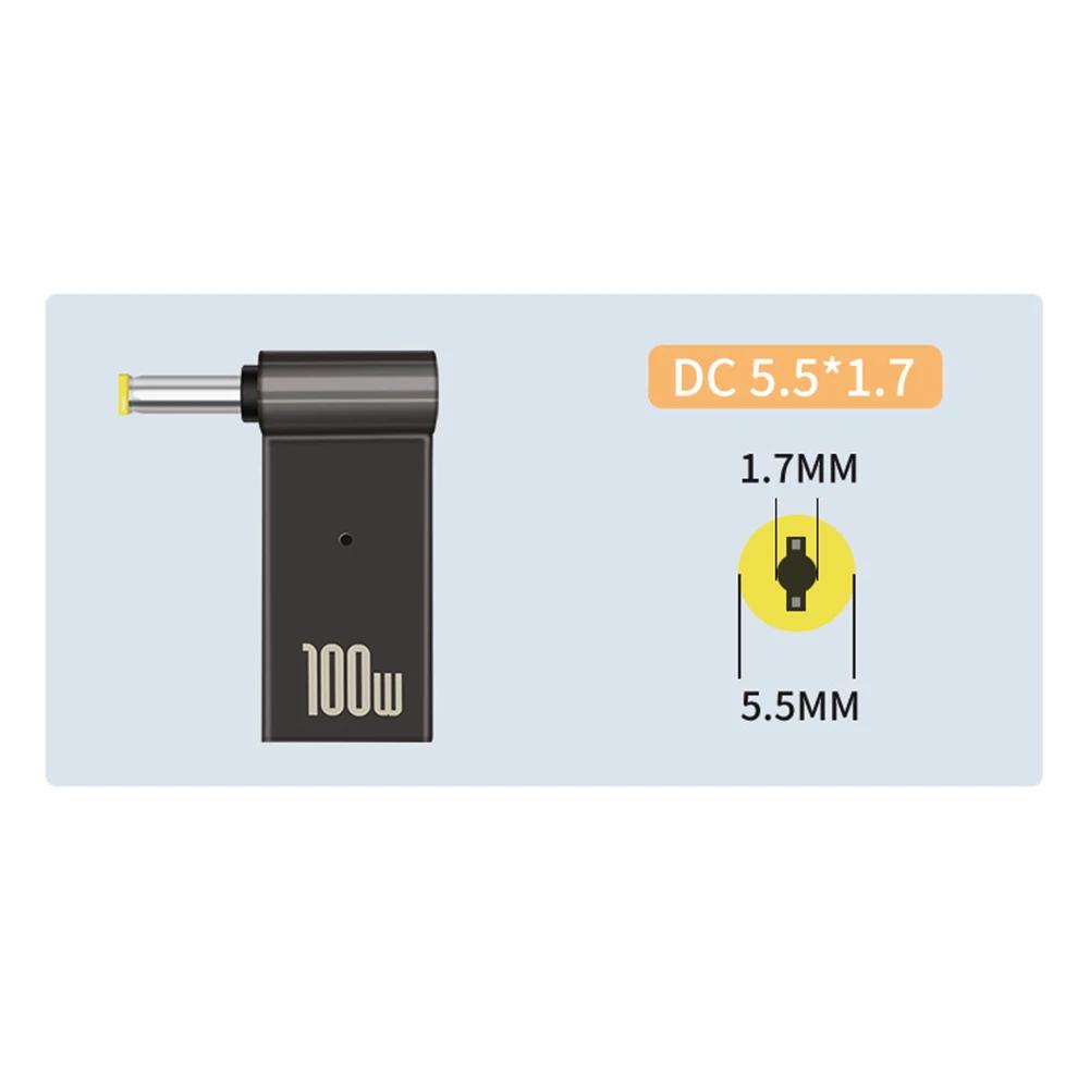 PD 100W Laptop Power Charger Supply Adapter USB Type-C Female To DC Male Jack Plug Converter for ASUS 19V 20V HP 19.5V Dell